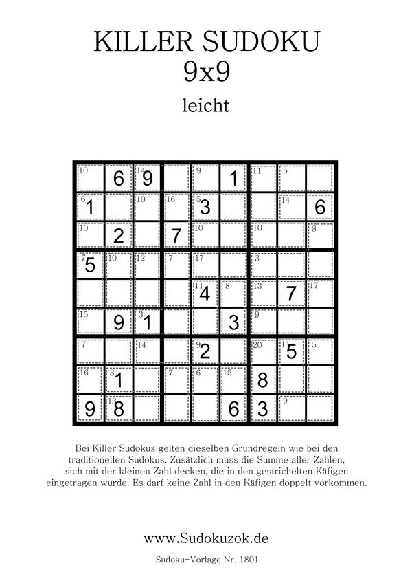 Killer Sudoku leicht