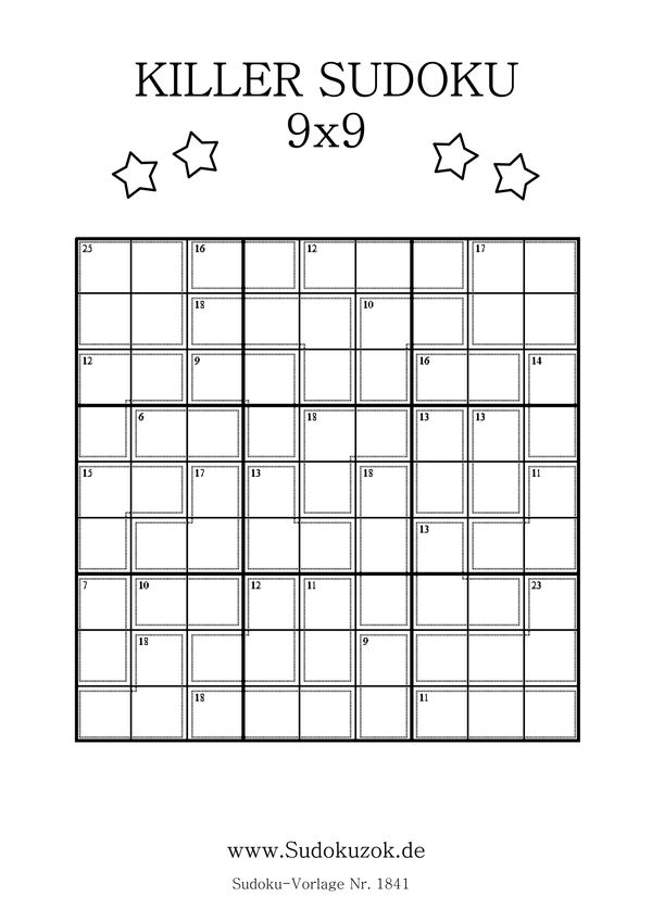 Killer Sudoku ohne Zahlen