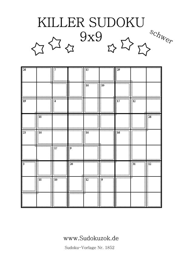 Killer Sudoku schwer für Profis