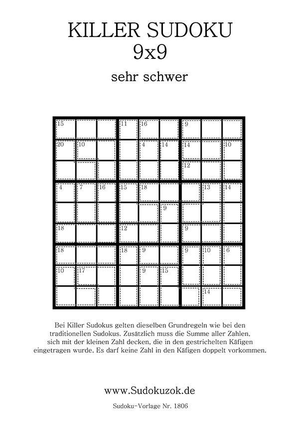 Killer Sudoku sehr schwer