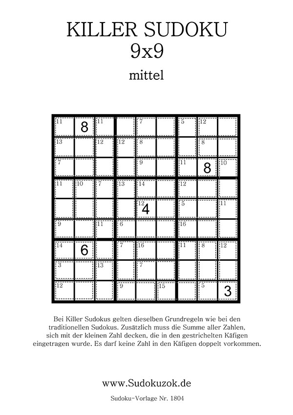 Killer Sudoku zum Ausdrucken