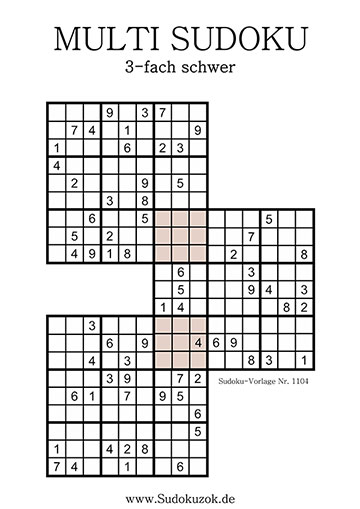 Multi Sudoku schwer als PDF zum Ausdrucken