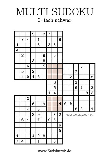 Multi Sudoku schwer als PDF zum Ausdrucken