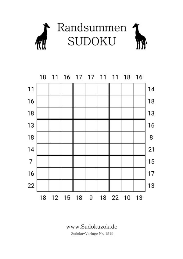 PDF Randsummen Sudoku kostenfrei ausdrucken