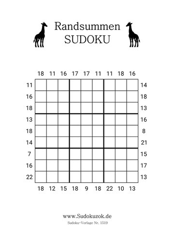 PDF-Vorlage Randsummen Sudoku ausdrucken