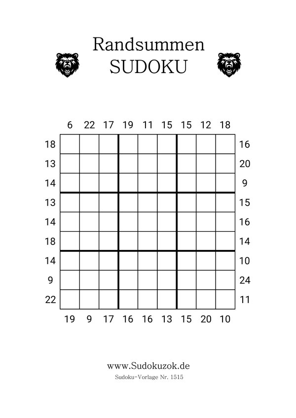 Randsummen Sudoku gratis download als PDF