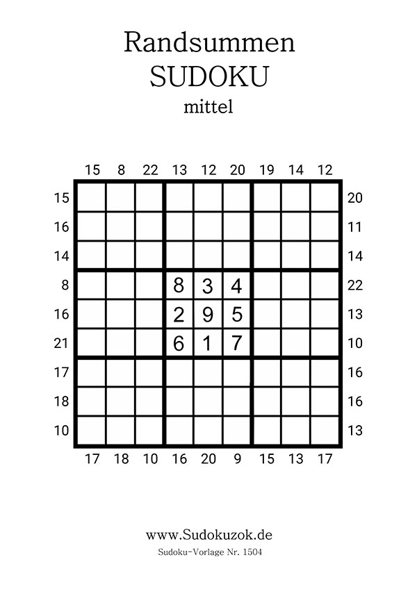 Randsummen Sudoku kostenlos