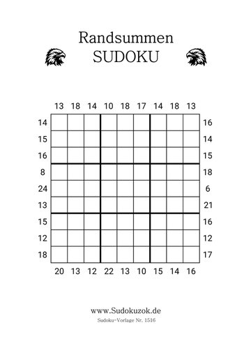Randsummen Sudoku PDF-Vorlage herunterladen