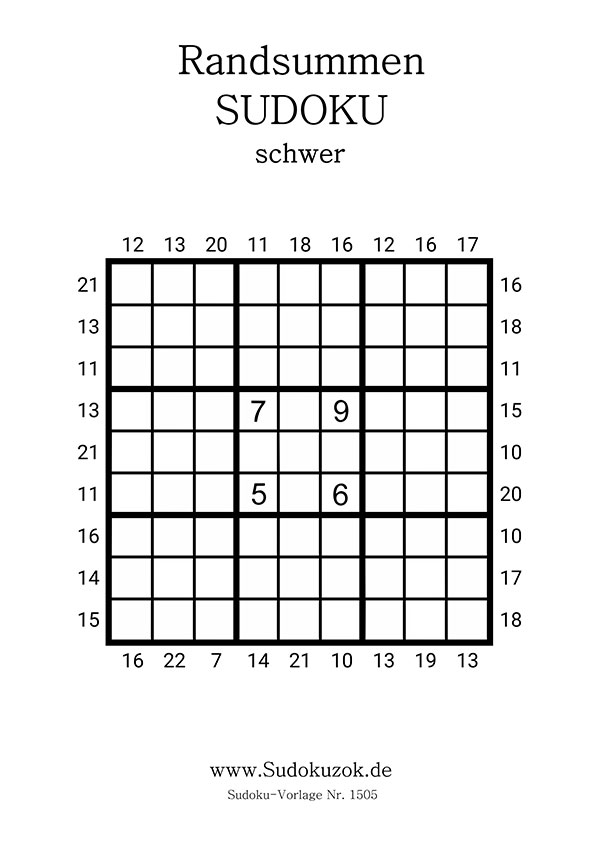 Randsummen Sudoku schwer