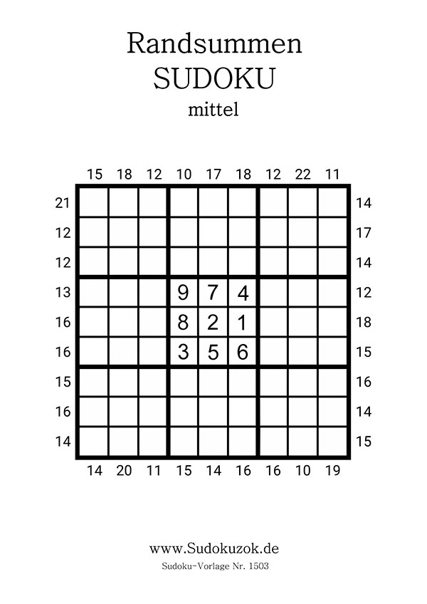 Randsummen Sudoku zum Ausdrucken