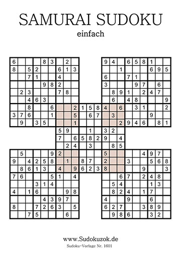 Samurai Sudoku einfach als PDF zum Download