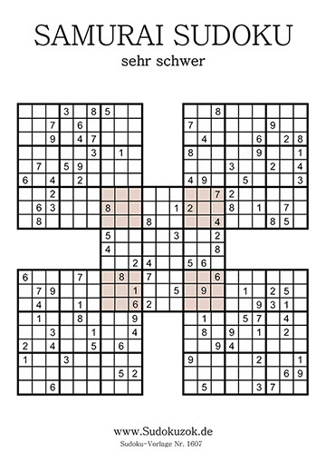 Samurai Sudoku extrem schwer