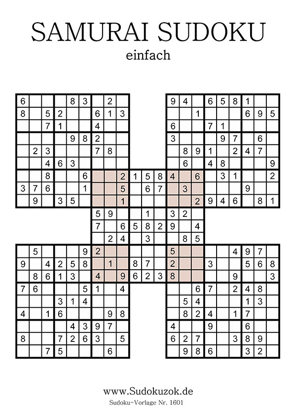 Samurai Sudoku leicht