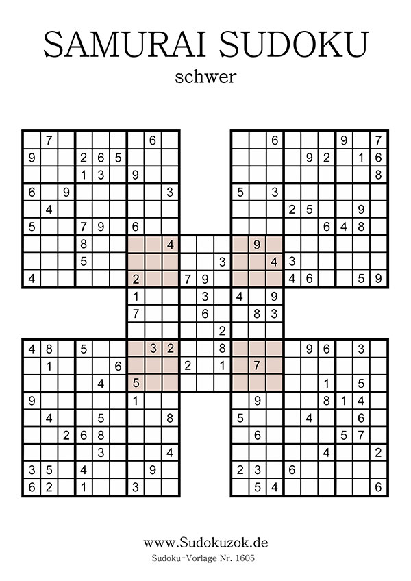 Samurai Sudoku schwer