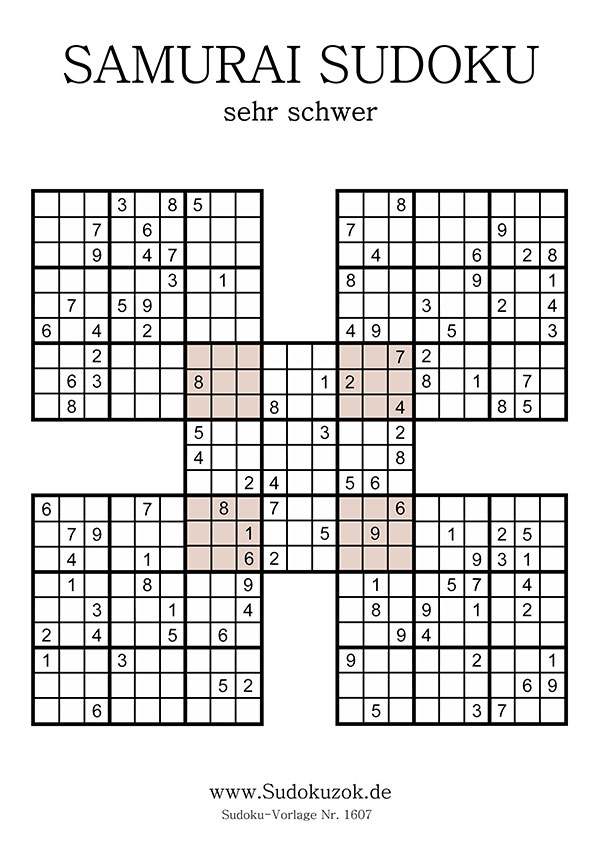 Samurai Sudoku sehr schwer