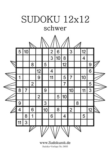 Sudoku 12x12 schwer zum Ausdrucken