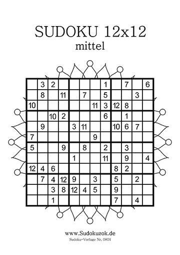 Sudoku 12x12 kostenlos zum Ausdrucken