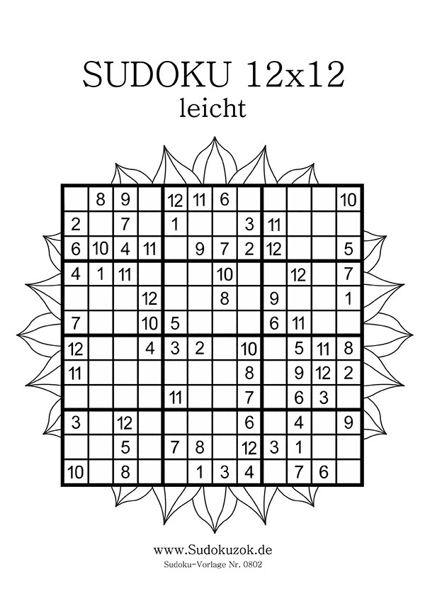 Sudoku 12x12 zum Ausdrucken