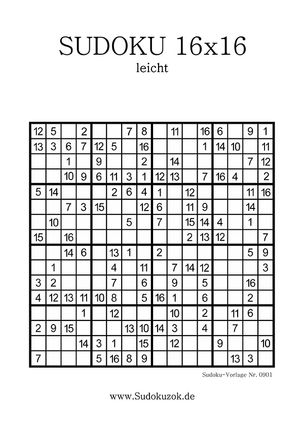 Sudoku 16x16 leicht