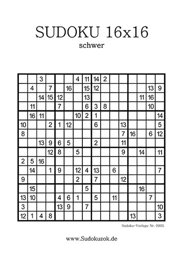 Sudoku 16x16 Rätsel
