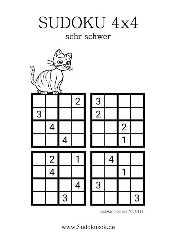 4x4 Mini Sudoku schwer drucken