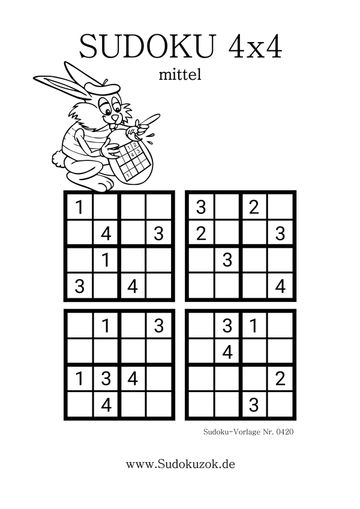 4x4 Sudoku als PDF zum Herunterladen
