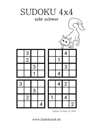 4x4 Sudoku schwer zum Drucken