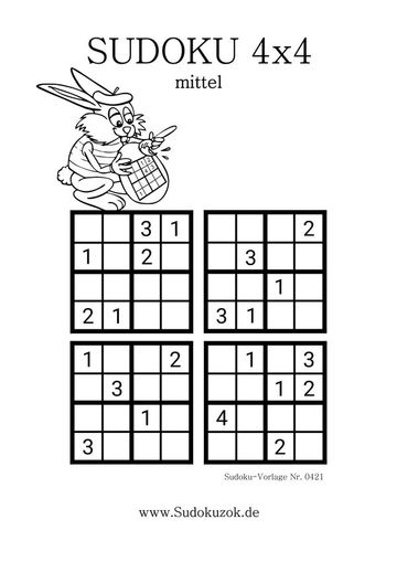 4x4 Sudoku Vorlage mittel zum Ausdrucken