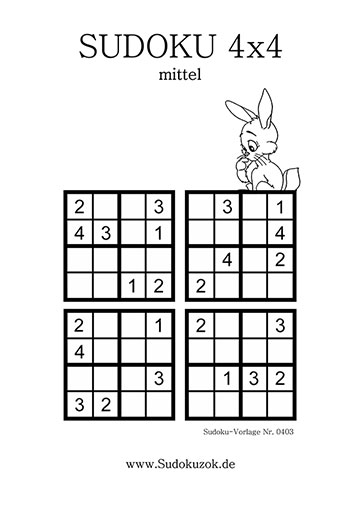 Sudoku 4x4 für kinder zum Ausdrucken