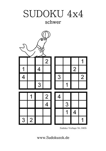 Sudoku 4x4 schwer zum Ausdrucken