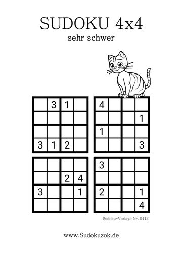 Sudoku 4x4 sehr schwer gratis PDF donload