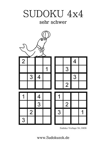 Sudoku 4x4 sehr schwer mit Lösung