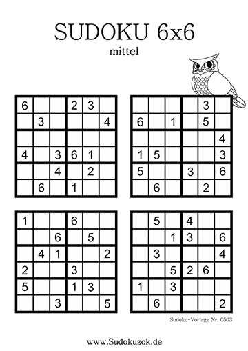 Sudoku 6x6 als PDF