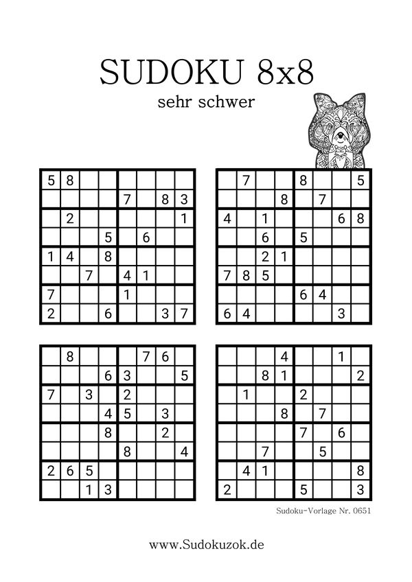 8x8 Sudoku sehr schwer kostenlos