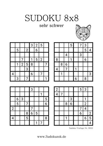 Sudoku 8x8 sehr schwer PDF zum Herunterladen
