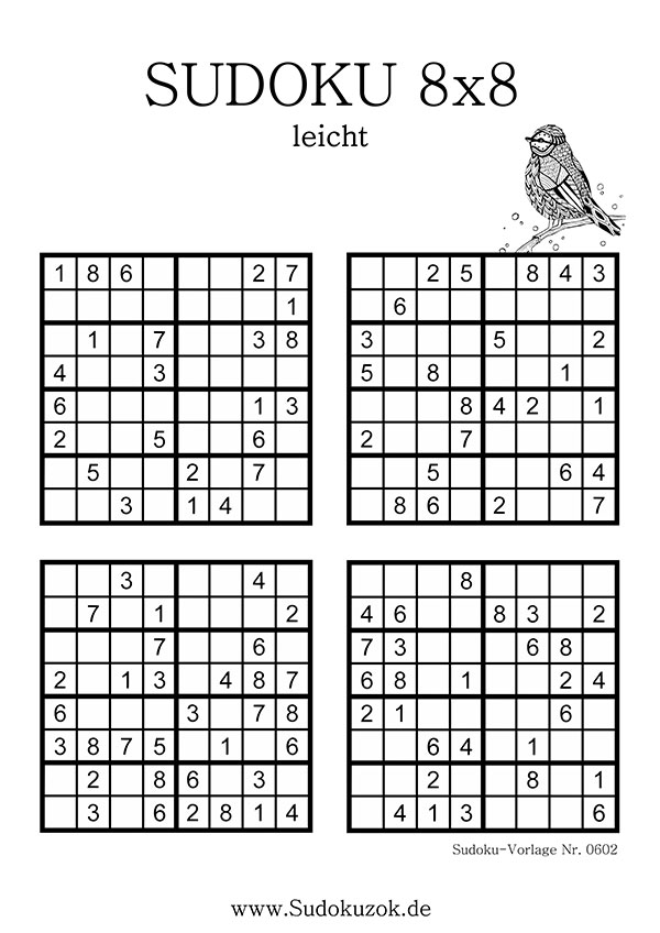 Sudoku 8x8 zum Ausdrucken