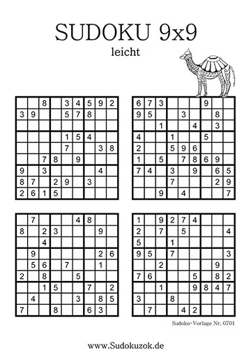 Sudoku 9x9 leicht mit Lösung