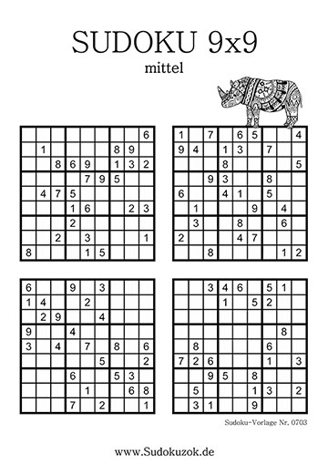 Sudoku 9x9 mittel als PDF