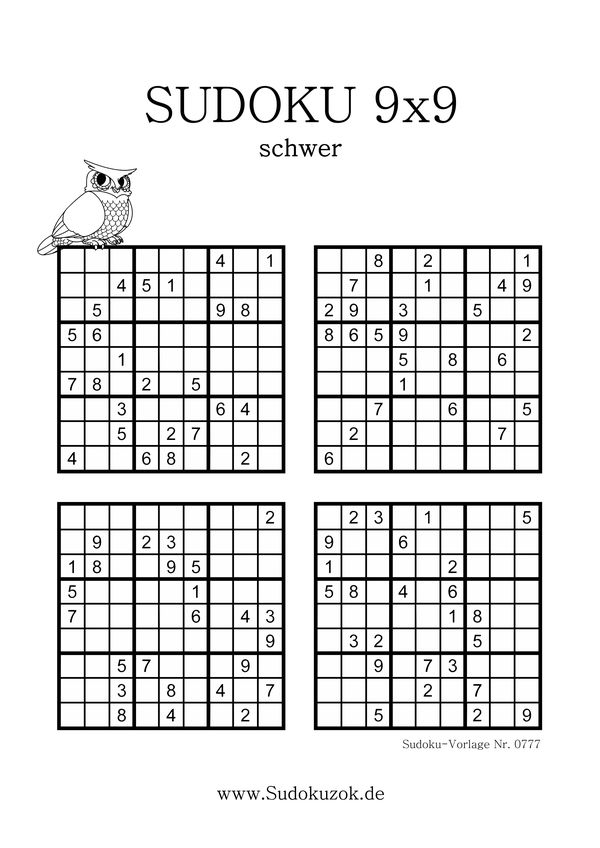 sudoku 9x9 schwer mit Lösung