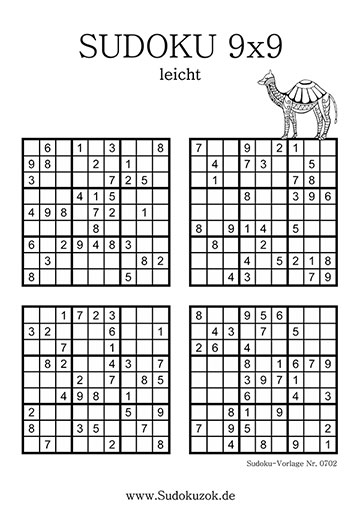 Sudoku 9x9 Vorlage drucken - leicht