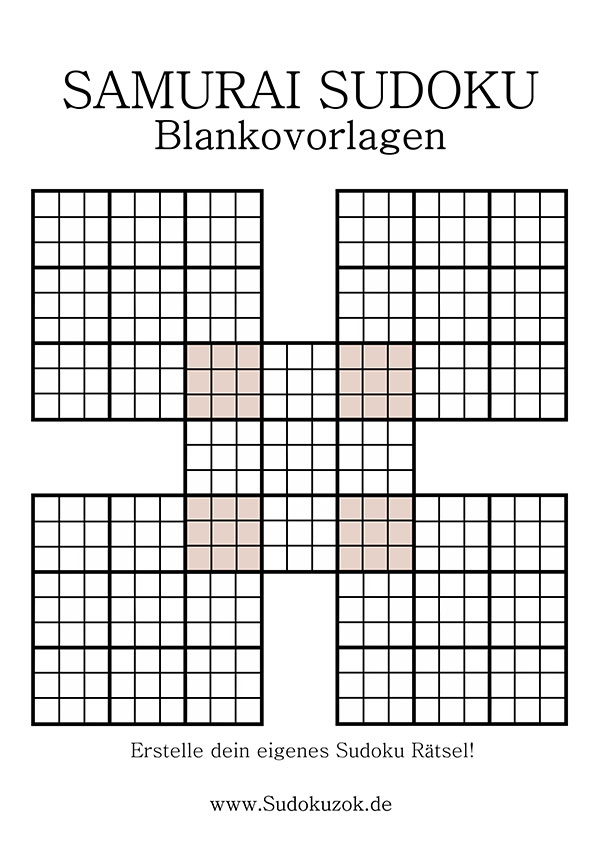 Samurai Sudoku Blanko - leeres Blatt