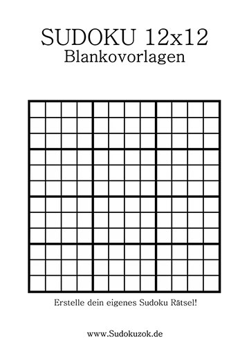 Sudoku 12x12 leere Vorlage