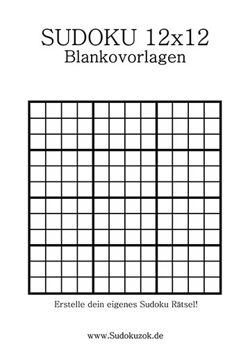 Sudoku 12x12 leere Vorlage
