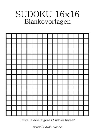 Sudoku 16x16 Vorlage leeres Blatt - Blanko