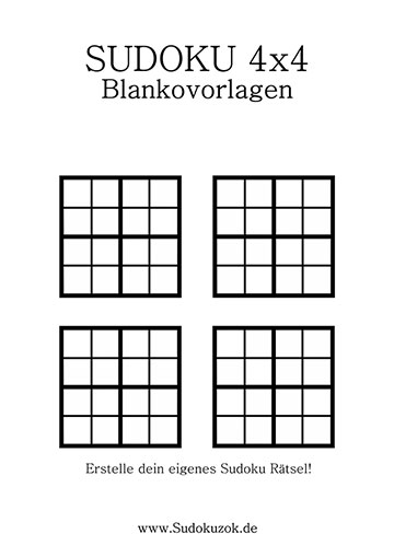 Sudoku 4x4 als leere Vorlage