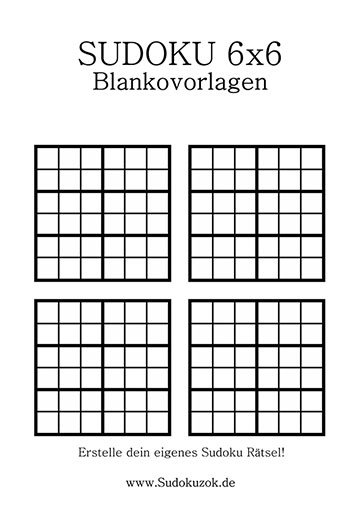 Sudoku 6x6 leeres Formular
