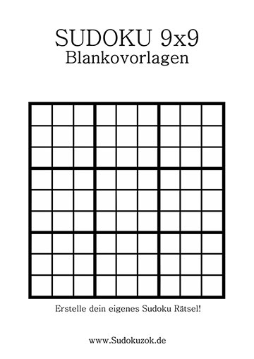 Sudoku 9x9 als leeres Blatt zum Ausdrucken