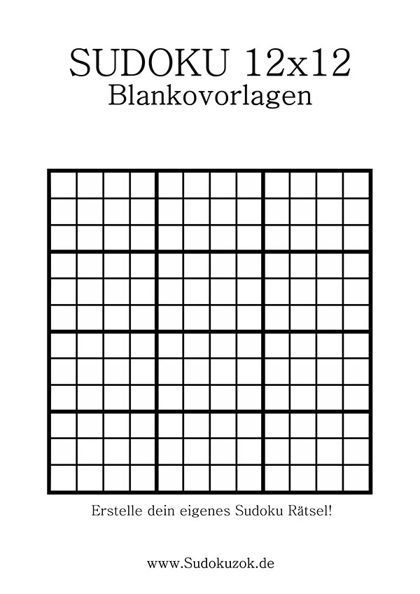 12x12 Sudoku Blanko Vorlage - leer