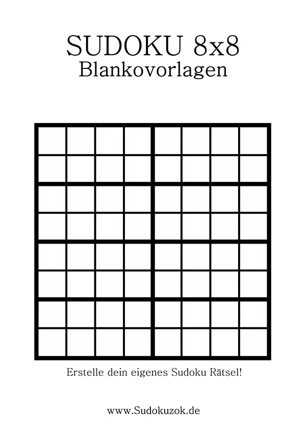 Sudoku Blanko 8x8 - leere Vorlage