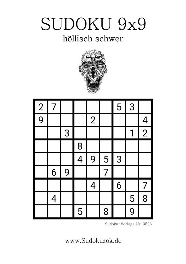 Höllen Sudoku 9x9 sehr schwer